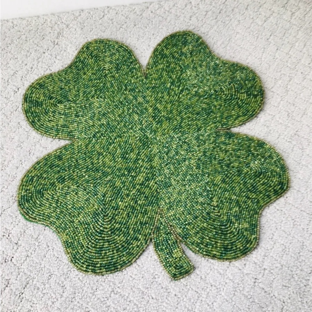 Storehouse St Patrick’s Day Charger Beaded Shamrock Placemat  NEW